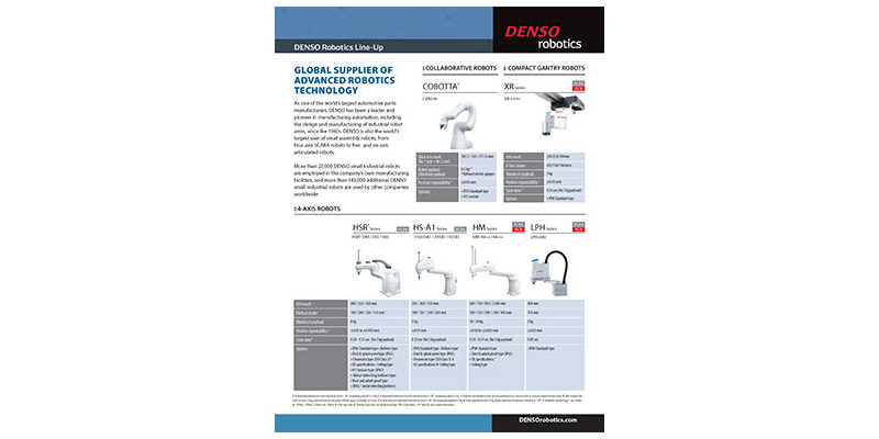 DENSO Robot Series Product Sheet
